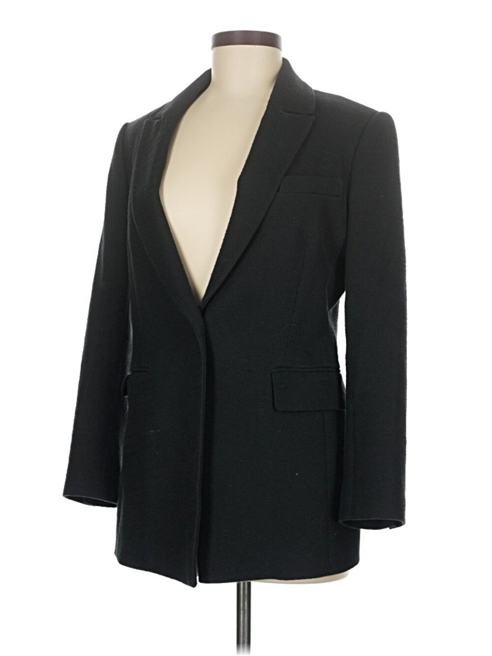 Theory Black Cotton-Linen Blazer, Size 8